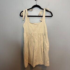 PETAL + PUP linen blend tie shoulder mini dress w/ pockets size US 4